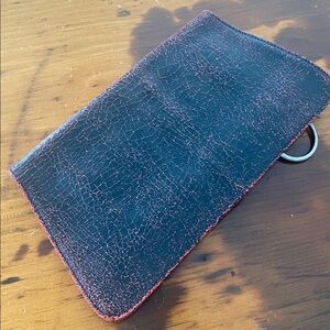 NWOT cowhide leather foldover clutch purse handbag distressed Y2K clutch